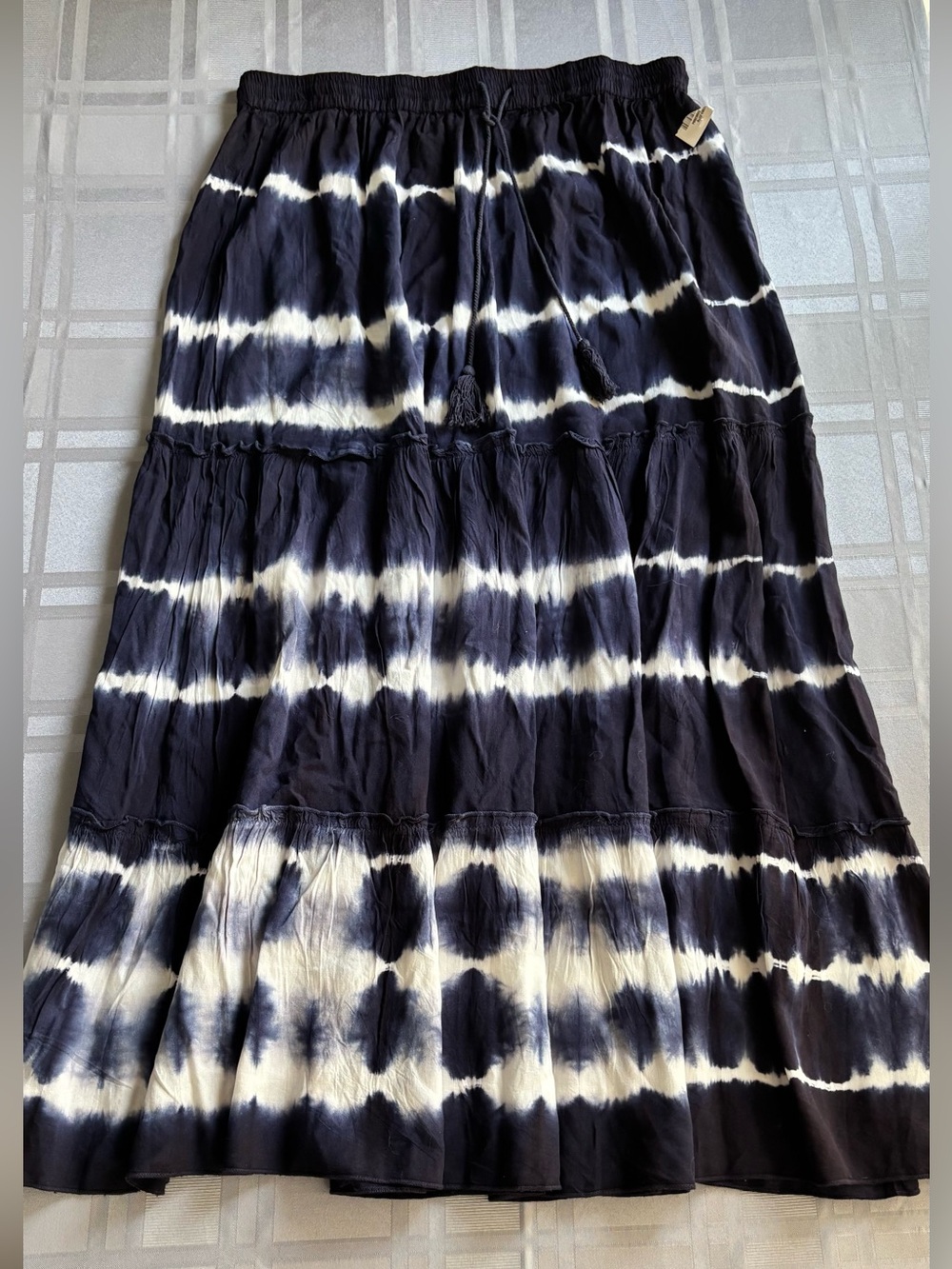 Magic Black and White Tie-Dye Tiered Maxi Skirt